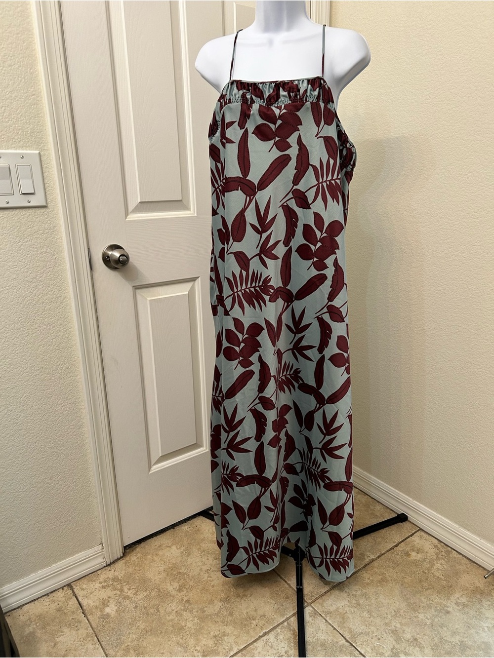 By Anthropologie Leaf Print Maxi Dress 1X